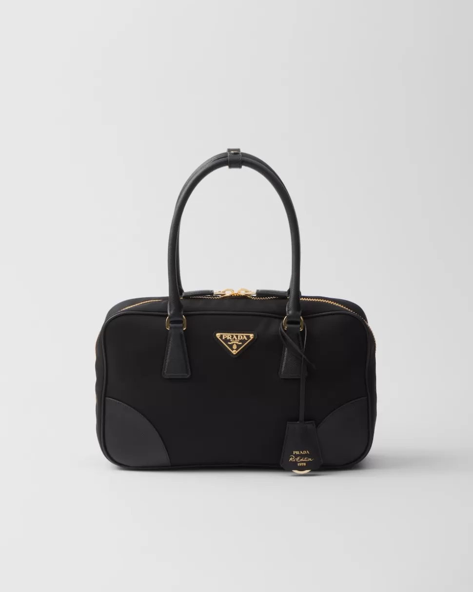 Online Prada Re-edition 1978 Medium Tasche Mit Zwei Griffen Aus Re-nylon Und Saffiano-leder Schwarz