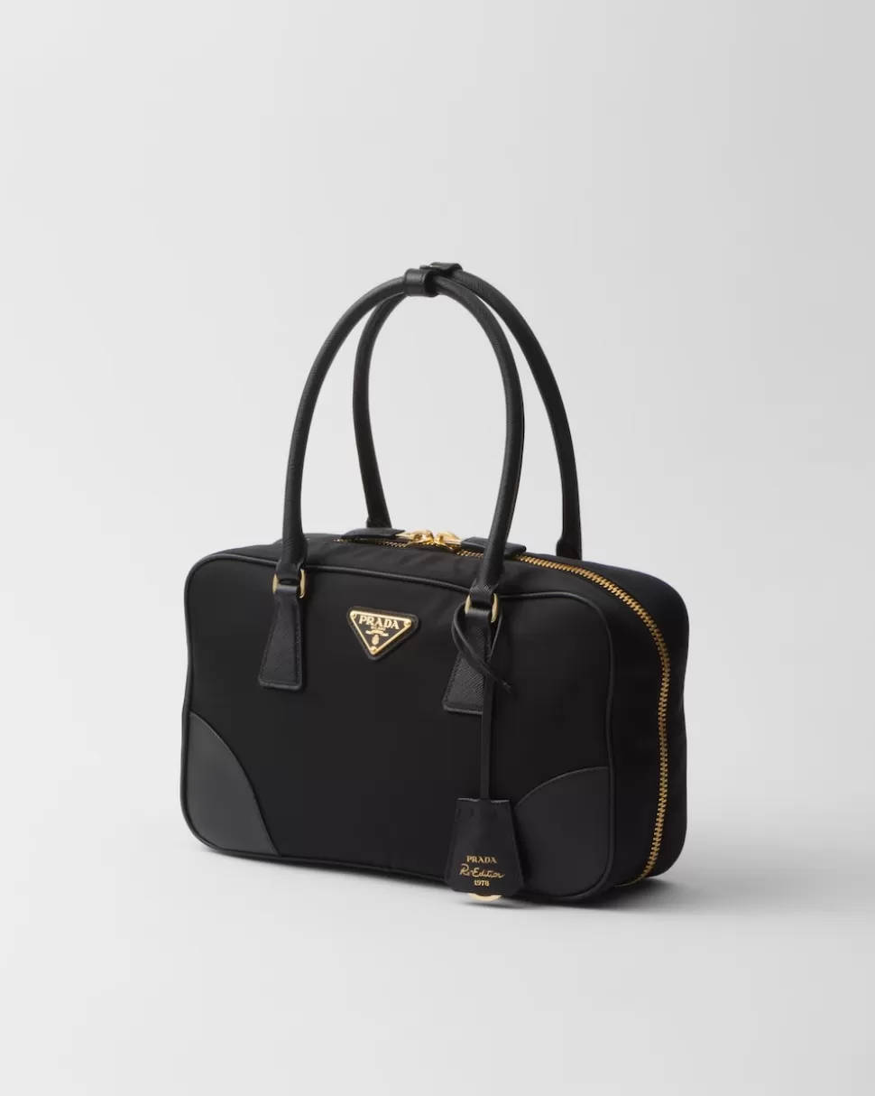 Online Prada Re-edition 1978 Medium Tasche Mit Zwei Griffen Aus Re-nylon Und Saffiano-leder Schwarz