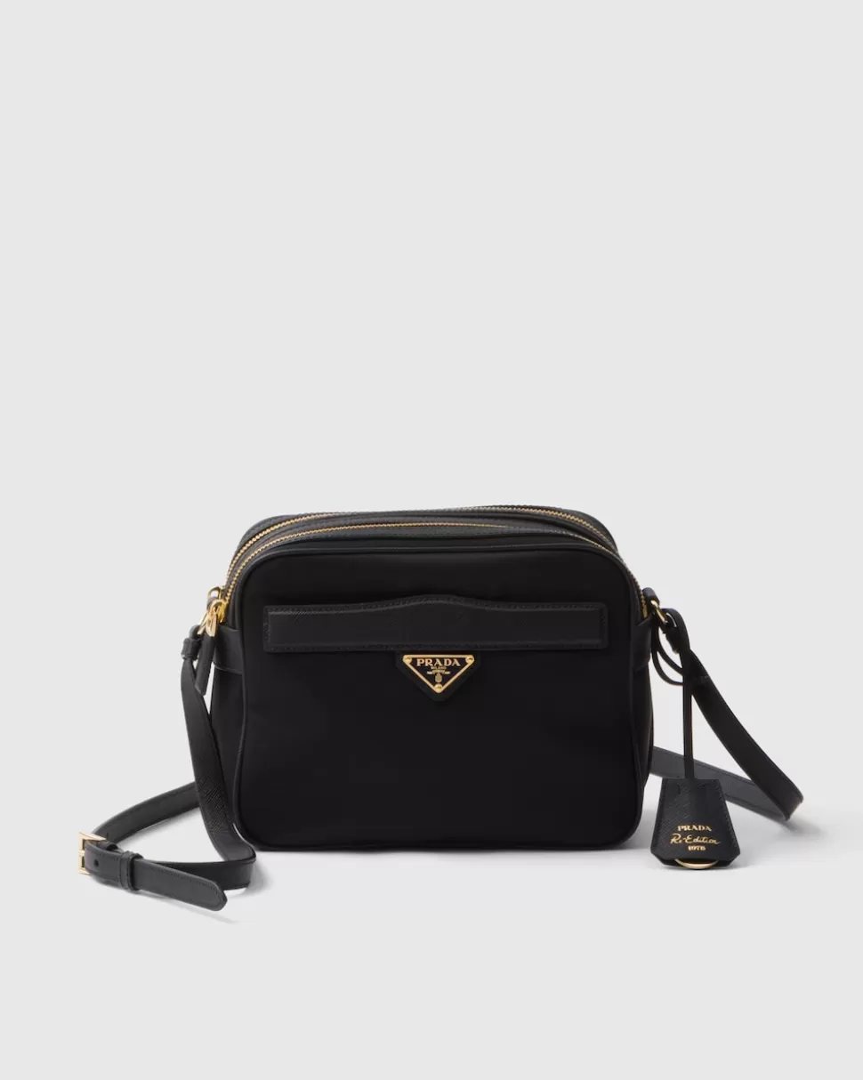 Fashion Prada Re-edition 1978 Mini-schultertasche Aus Re-nylon Und Saffiano-leder Schwarz