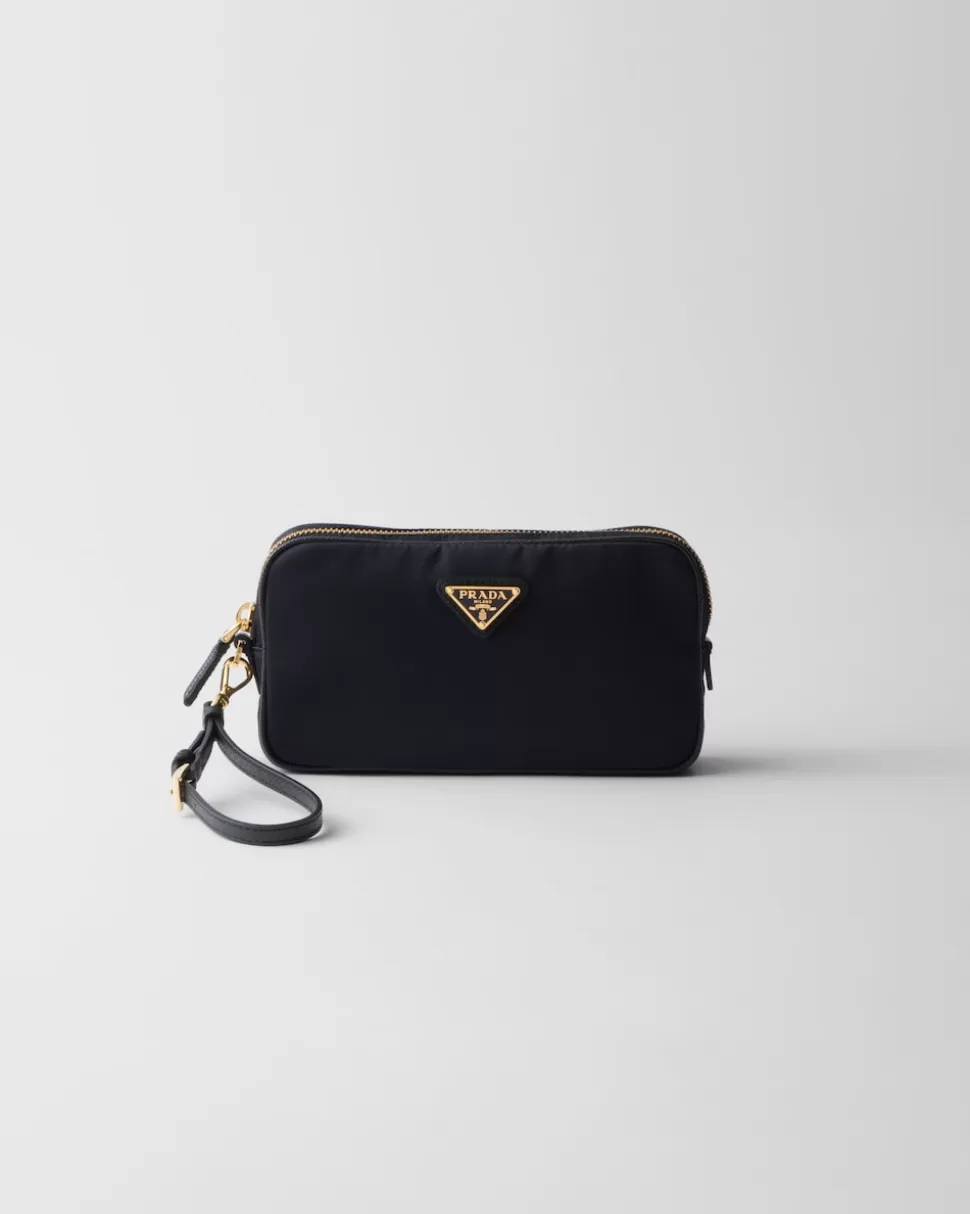 Online Prada Re-edition 1978 Pouch Aus Re-nylon Und Saffiano-leder Schwarz