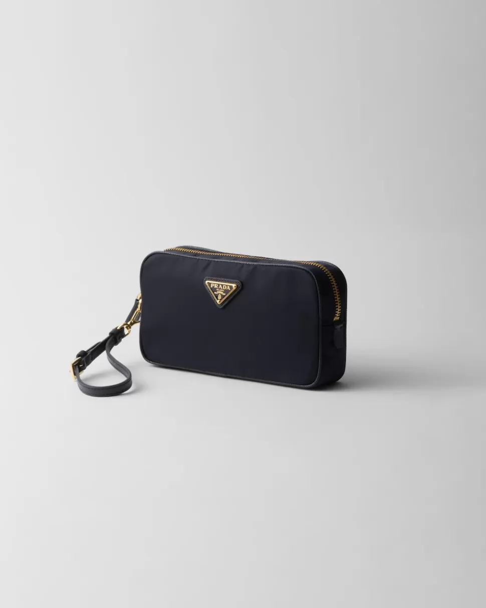 Online Prada Re-edition 1978 Pouch Aus Re-nylon Und Saffiano-leder Schwarz