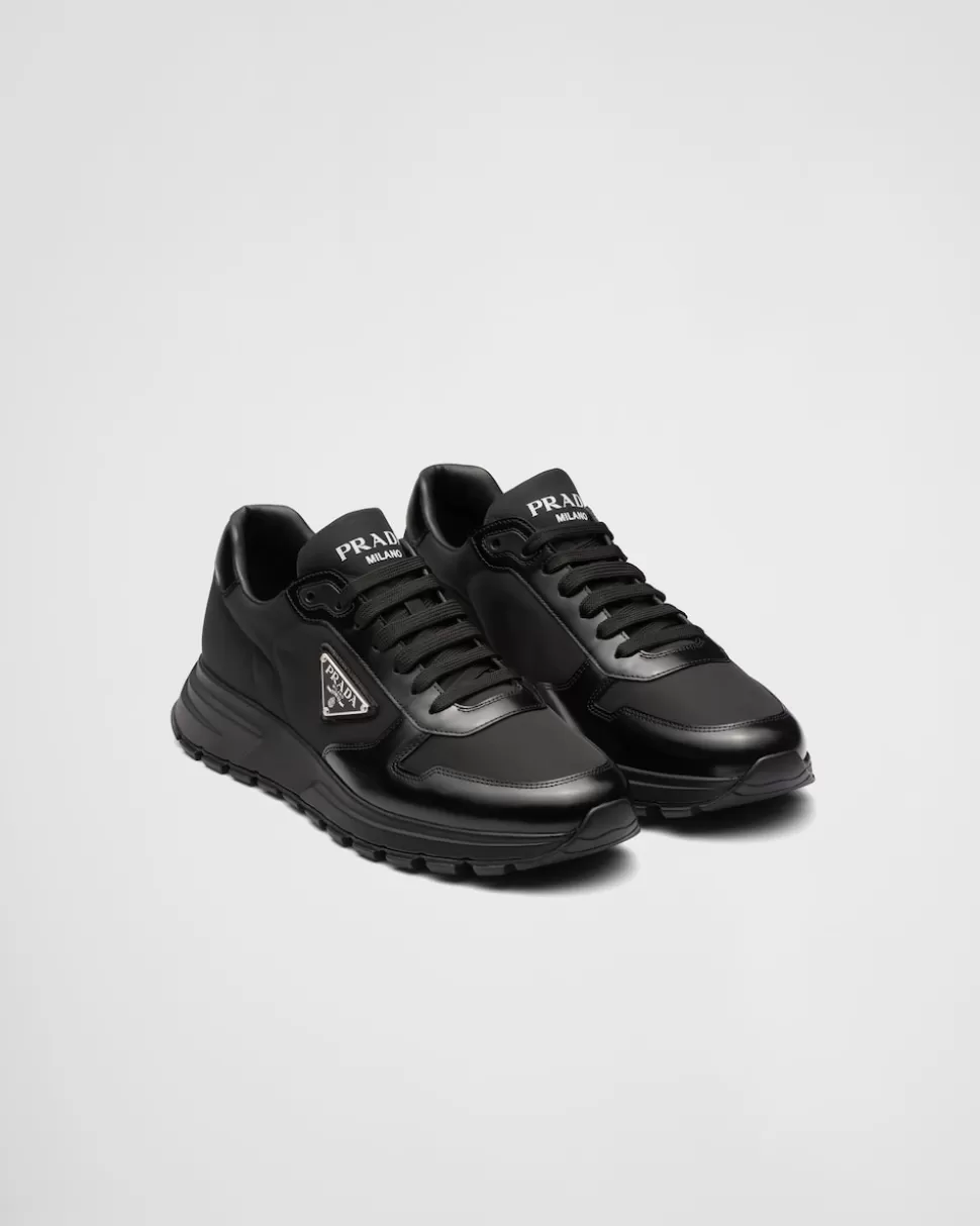 Cheap Prada Sneaker Aus Re-nylon Und Gebürstetem Leder Weiss