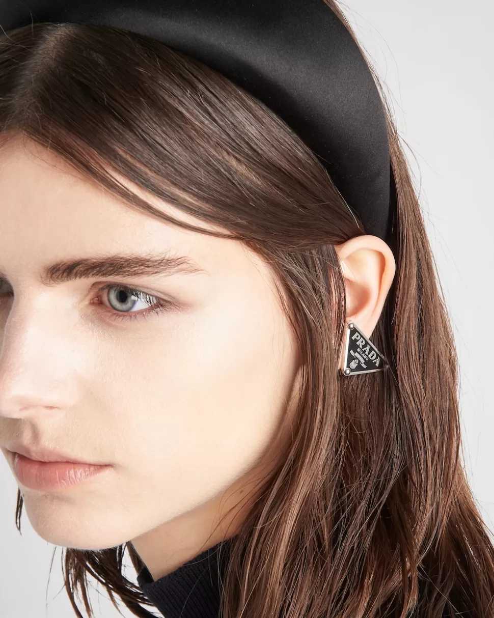 Shop Prada Symbole Linker Einzel-ohrring Schwarz