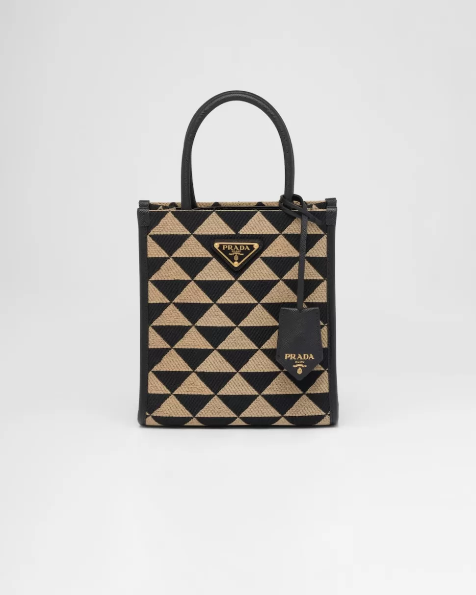 Cheap Prada Symbole Mini Bag Aus Besticktem Stoff Mango/Weiß