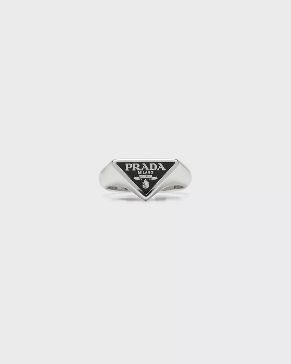 Shop Prada Symbole Ring Schwarz