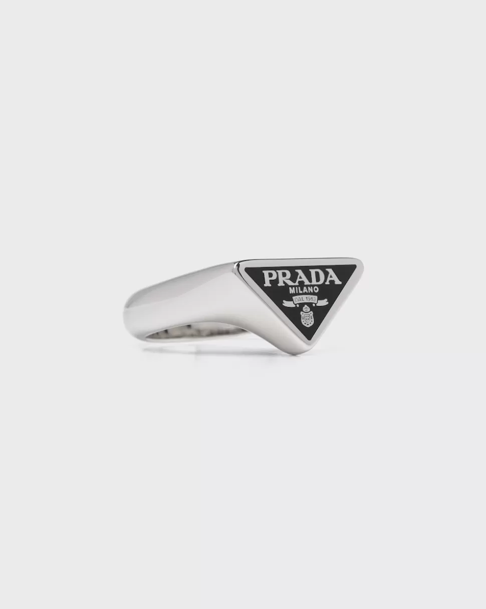 Shop Prada Symbole Ring Schwarz