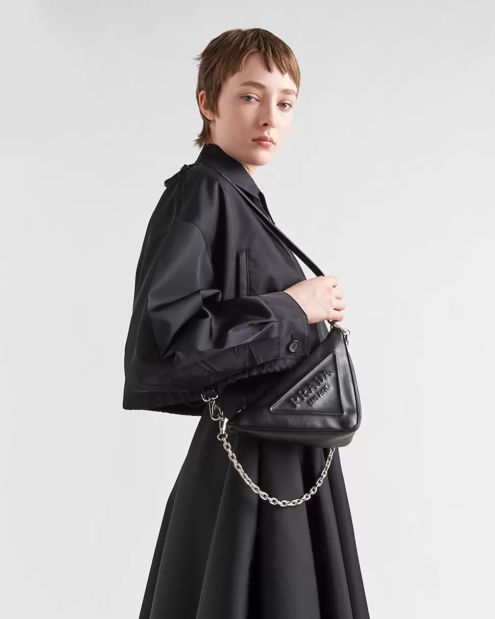 Fashion Prada Triangle Mini Bag Aus Leder Schwarz