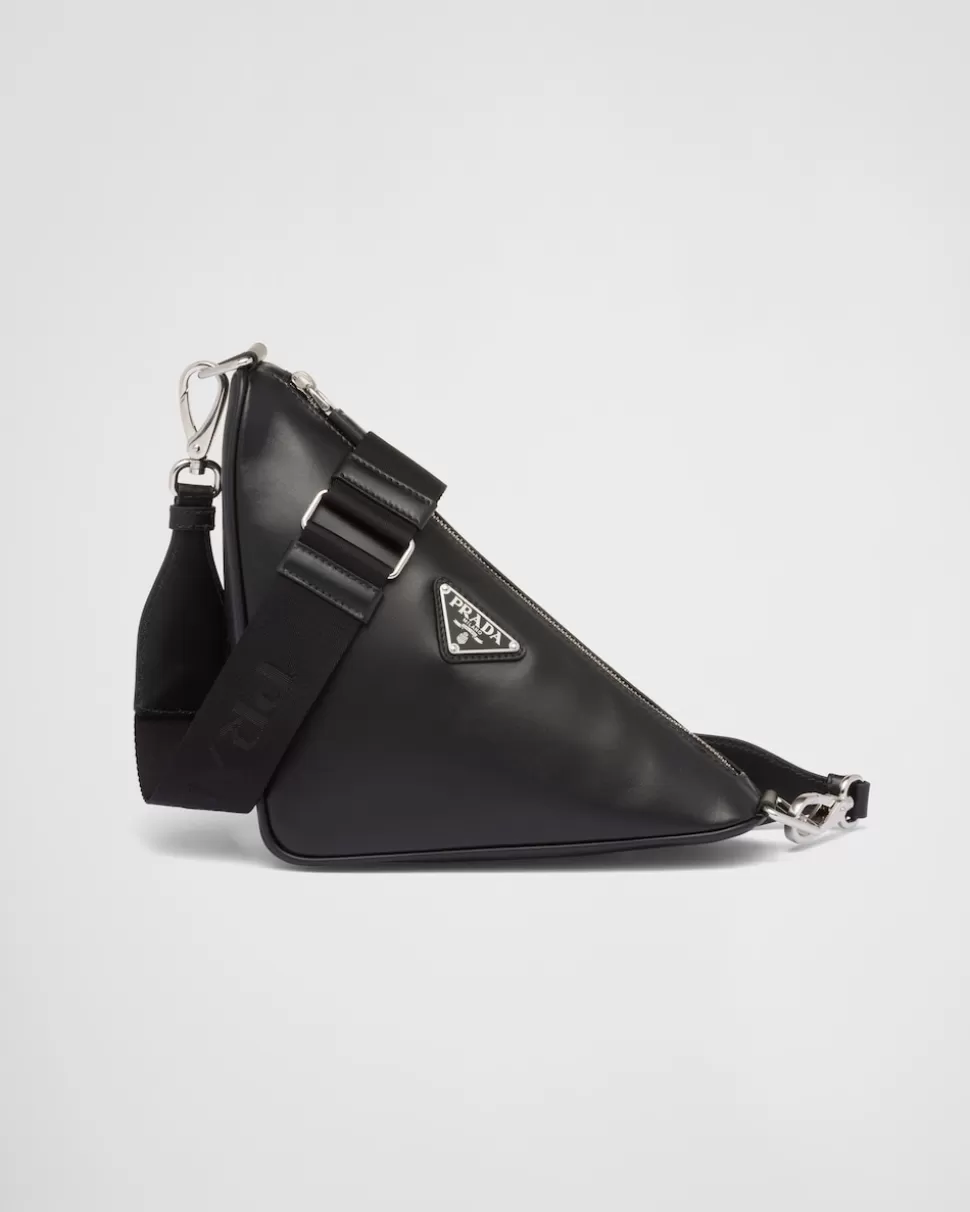 Clearance Prada Triangle Tasche Aus Leder Schwarz