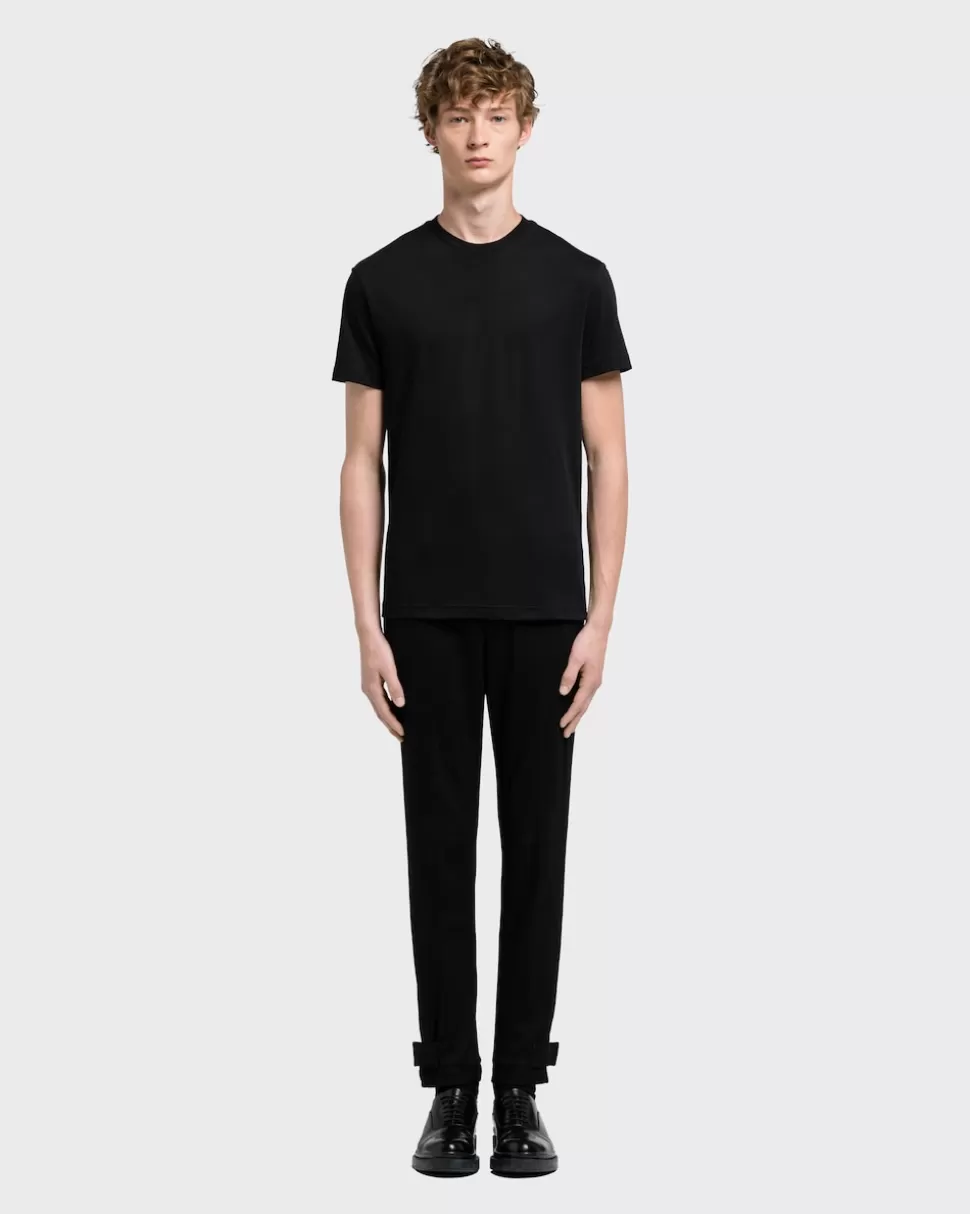 Online Prada T-shirt Aus Jersey Schwarz