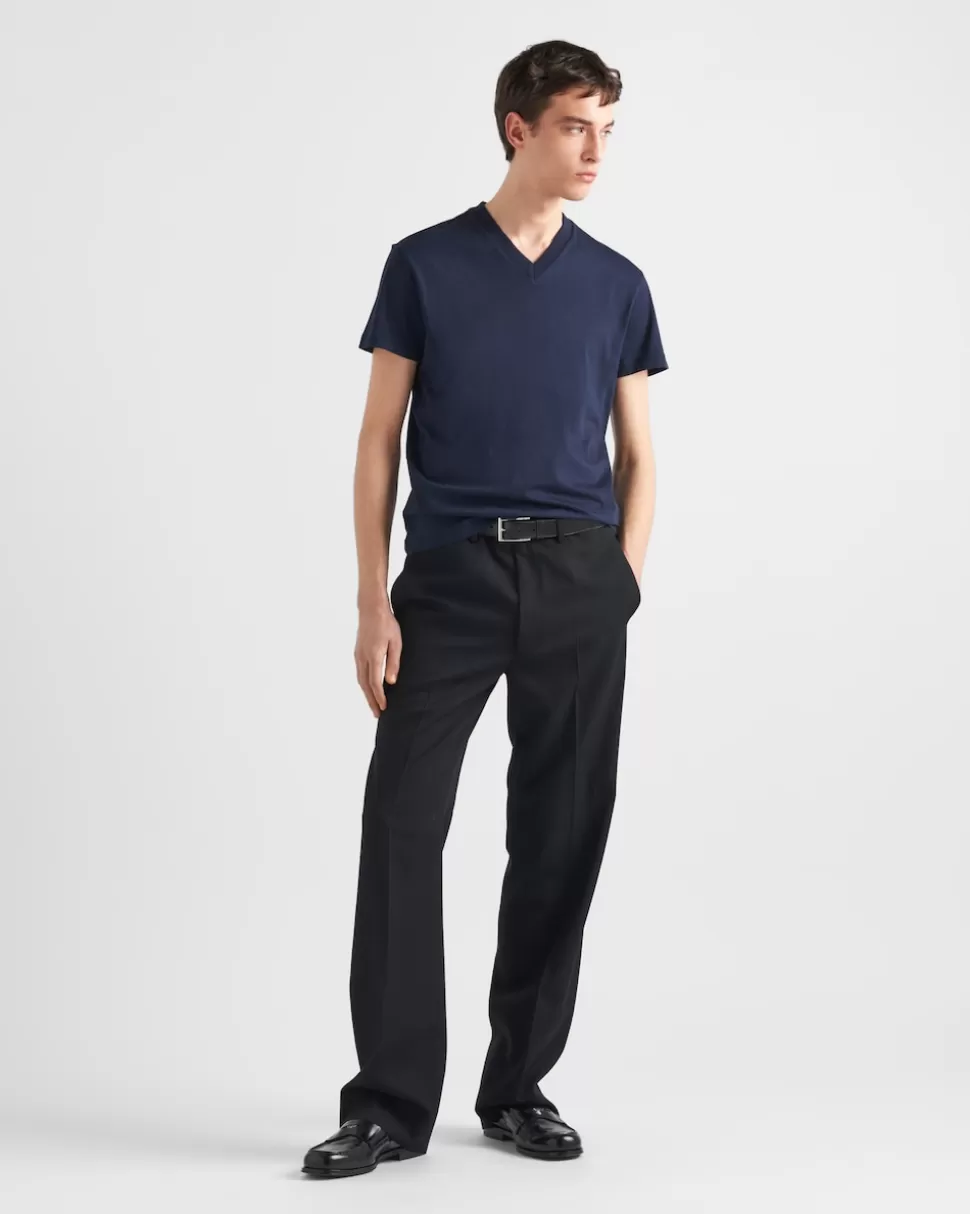 Sale Prada T-shirt Aus Weißem Jersey Schwarz