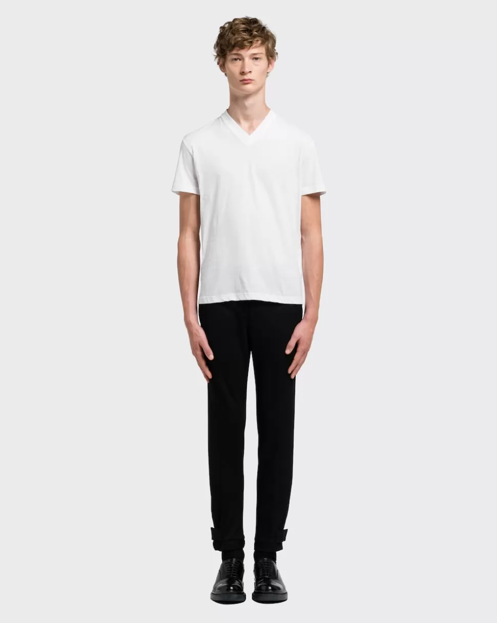 Sale Prada T-shirt Aus Weißem Jersey Schwarz