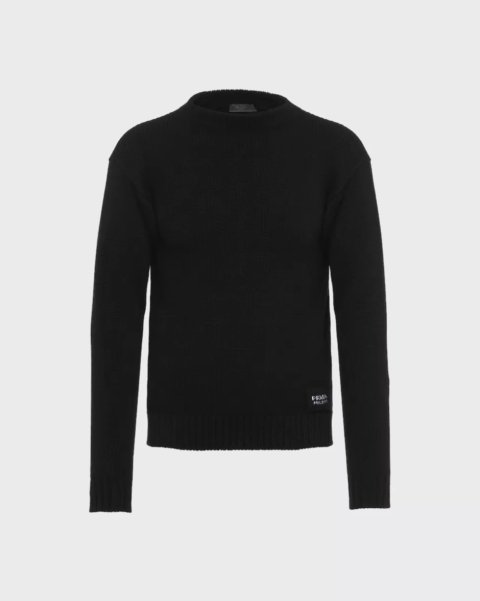Cheap Prada Pullover Aus Kaschmir Mit U-boot-ausschnitt Schwarz