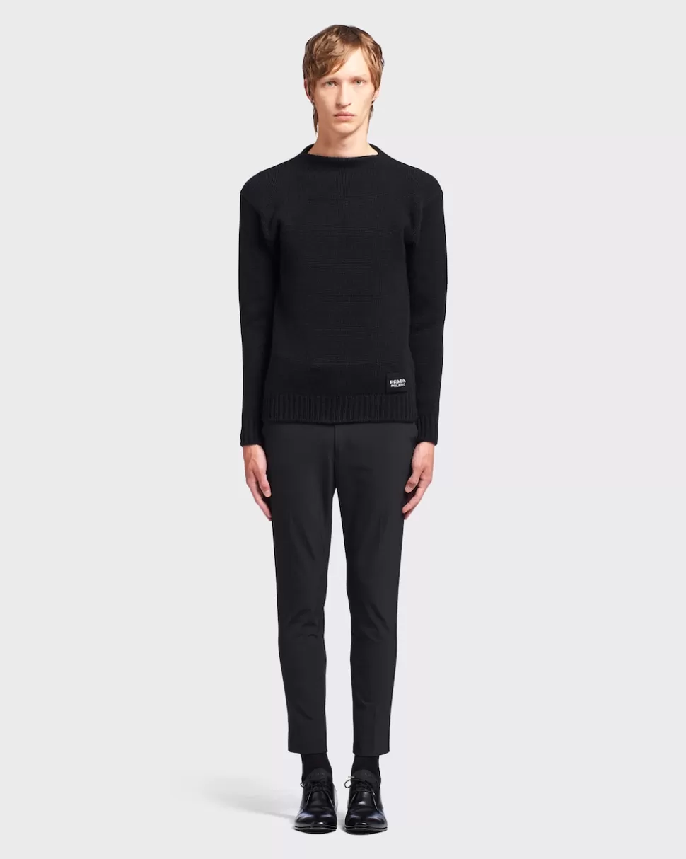 Cheap Prada Pullover Aus Kaschmir Mit U-boot-ausschnitt Schwarz
