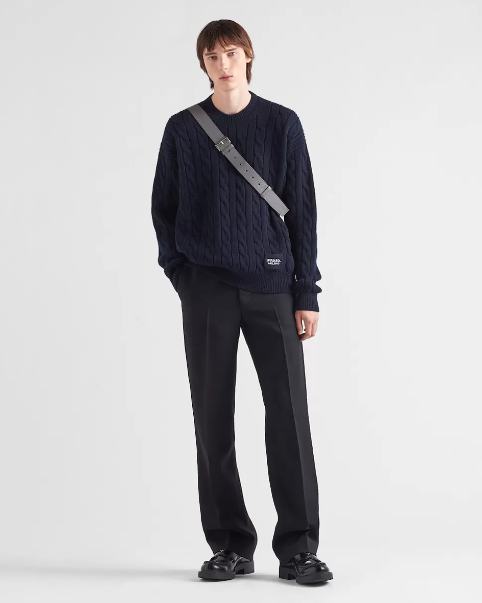 Cheap Prada Pullover Aus Kaschmir Mit Zopfmuster Blau
