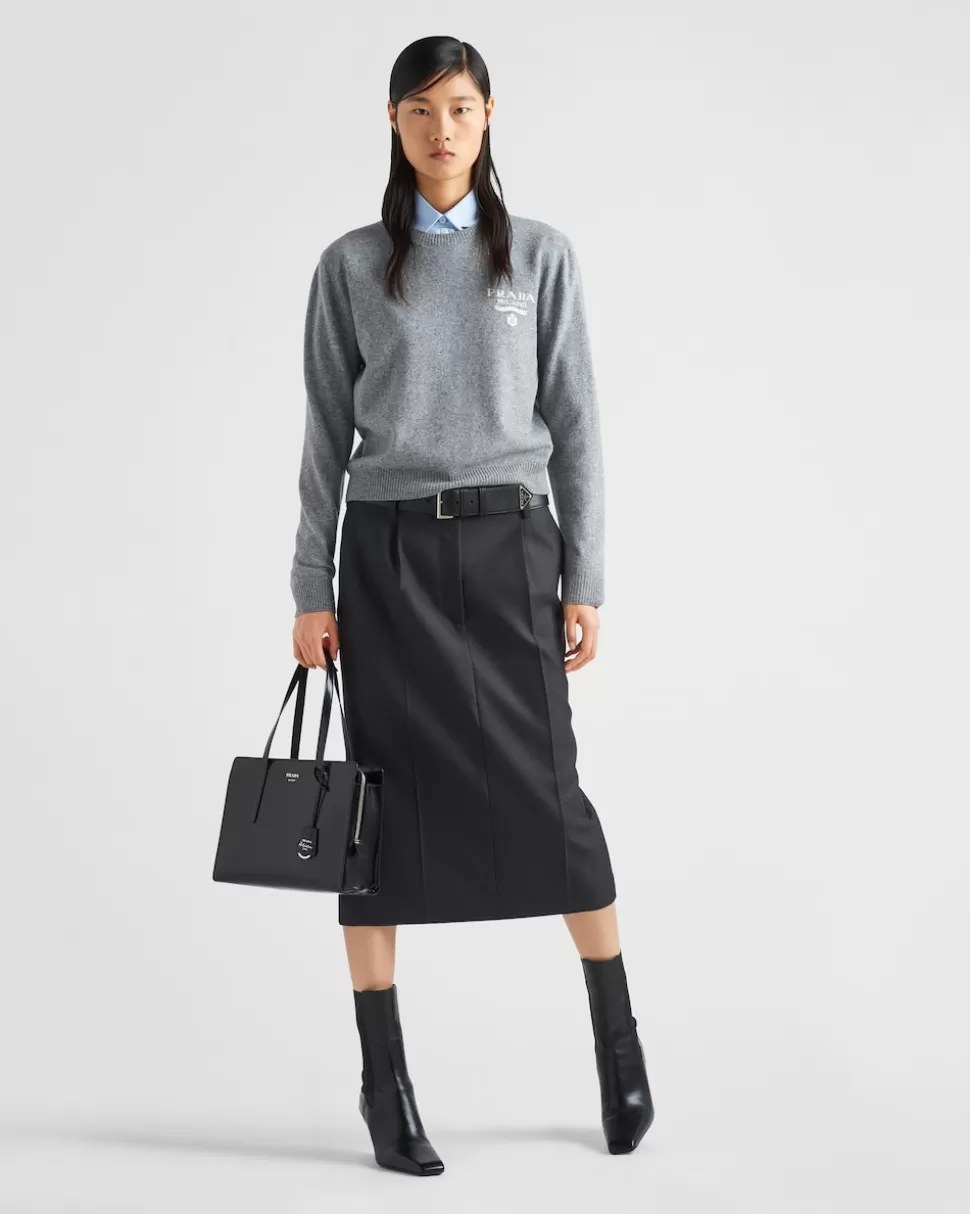 Shop Prada Pullover Aus Kaschmir Und Seide Blau
