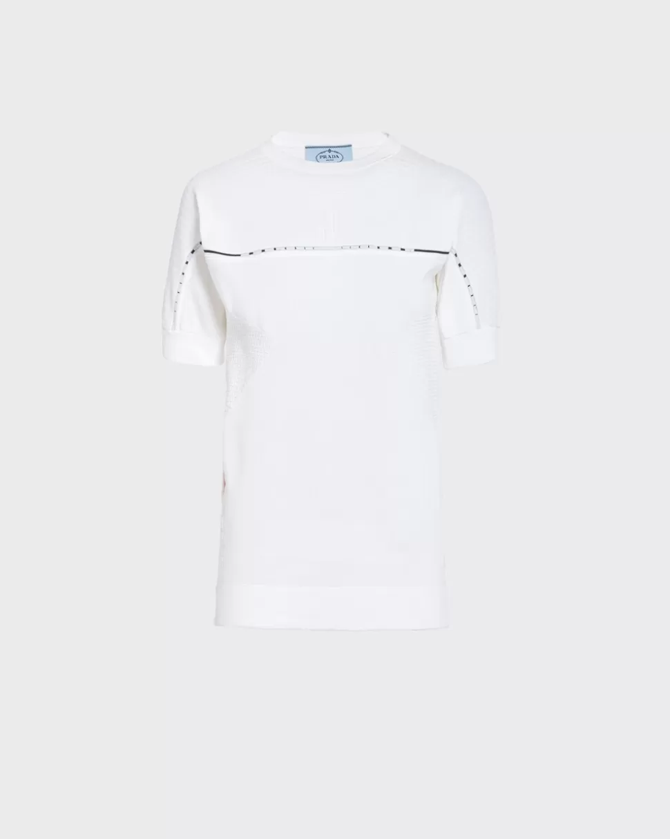 Flash Sale Prada Pullover Aus Soft Rec Polyester Weiss/Schwarz