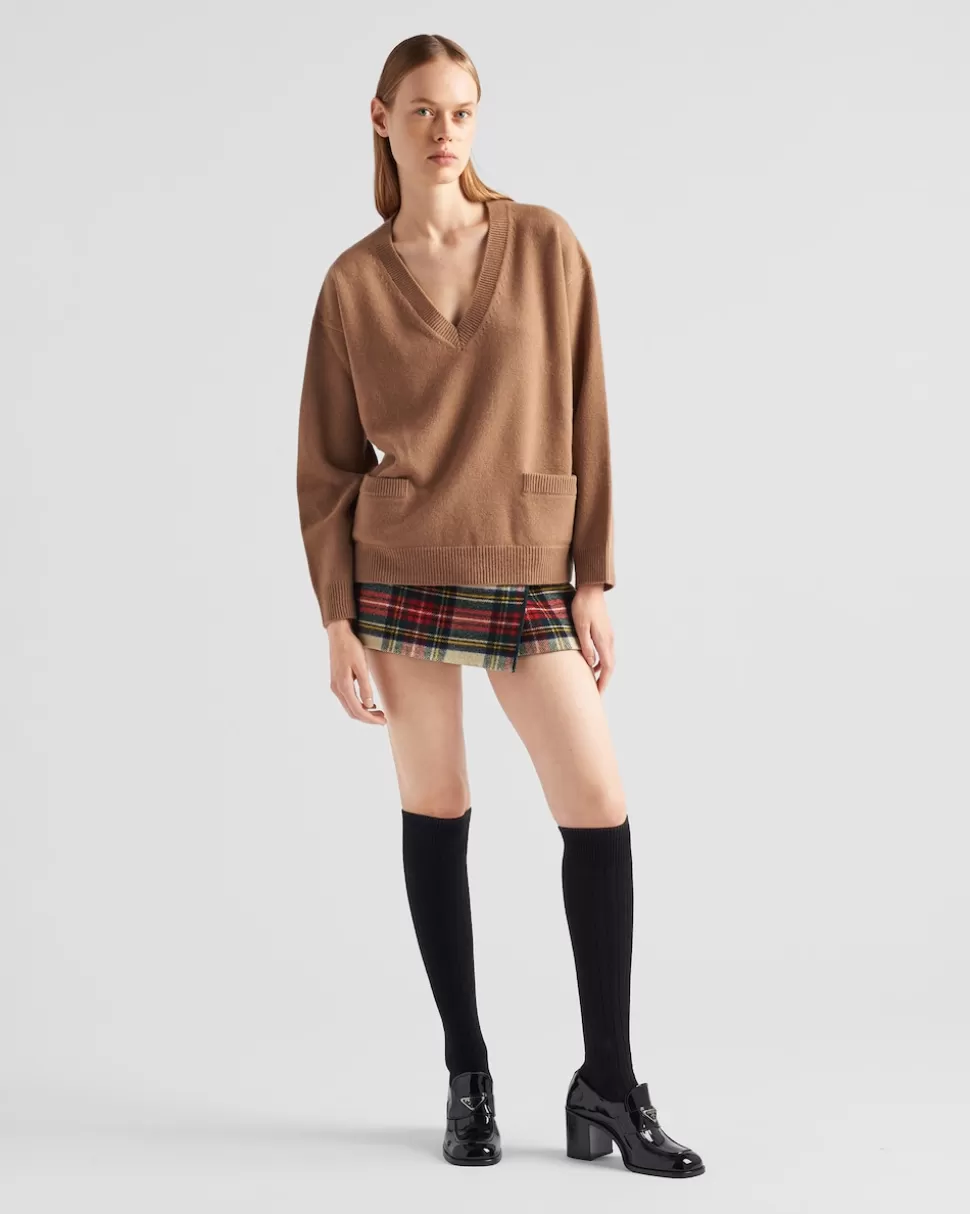 Cheap Prada Pullover Aus Wolle Und Kaschmir Kamelbraun