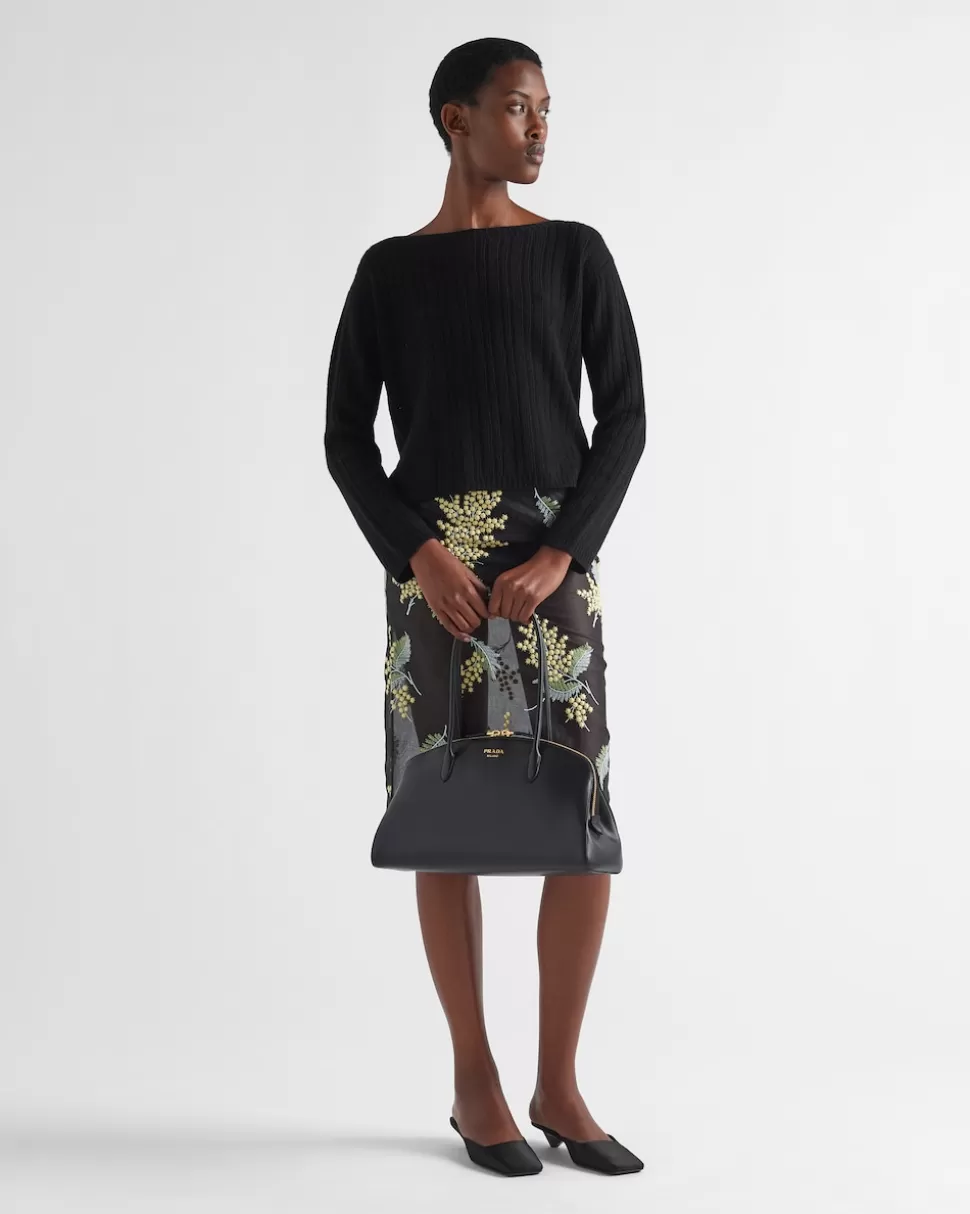 New Prada Pullover Aus Wolle Und Kaschmir Mit U-boot-ausschnitt Schwarz
