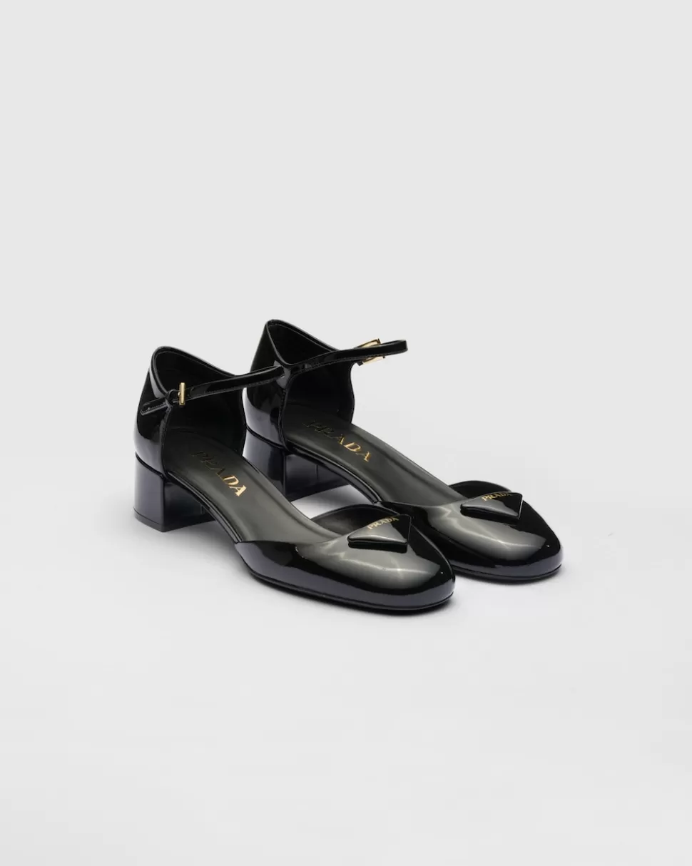 Shop Prada Pumps Aus Lackleder Schwarz