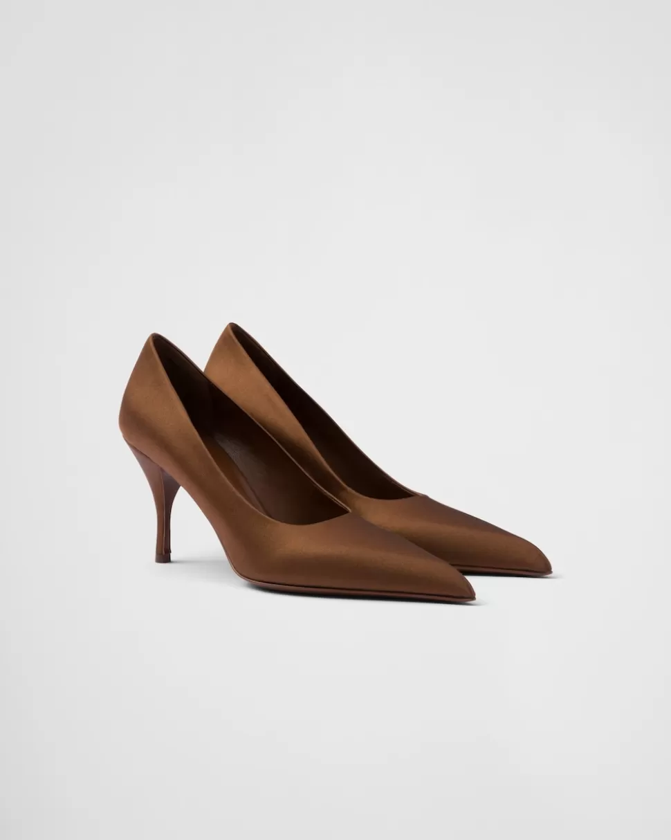 Sale Prada Pumps Aus Satin Tabak