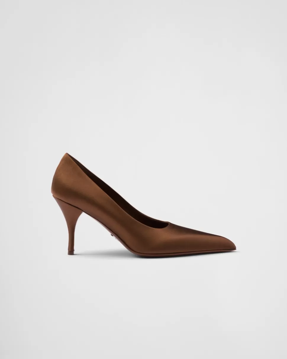 Sale Prada Pumps Aus Satin Tabak