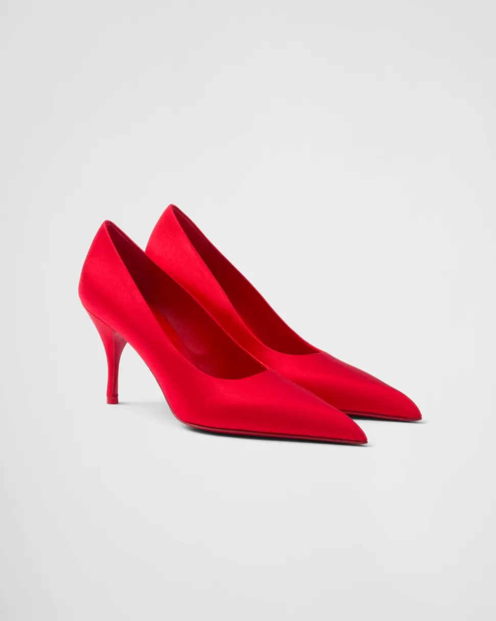 Online Prada Pumps Aus Satin Tabak