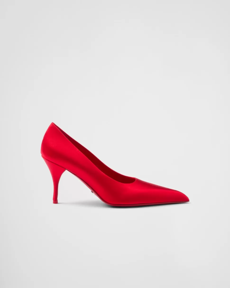 Online Prada Pumps Aus Satin Tabak