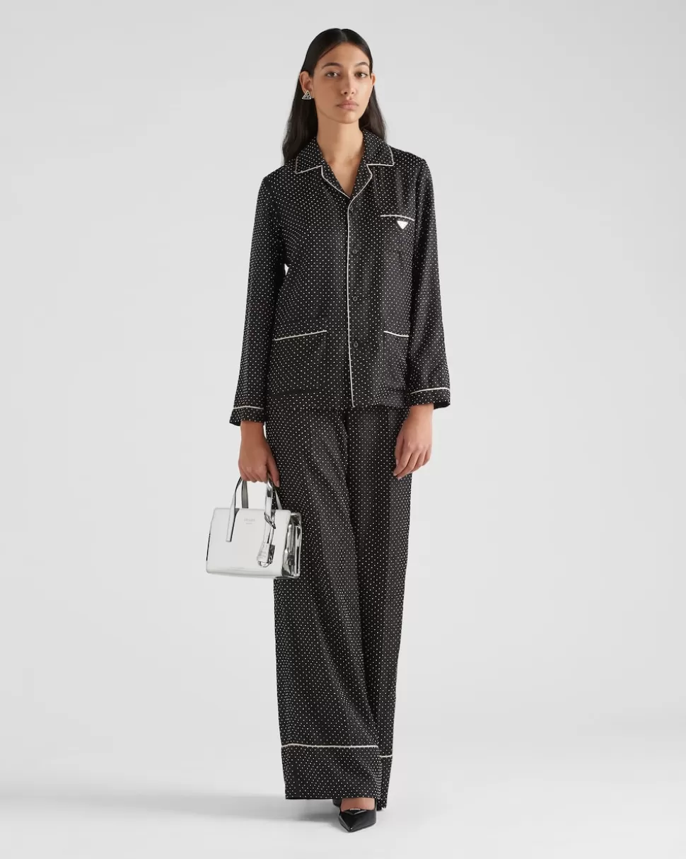 Hot Prada Pyjama Aus Besticktem Twill Schwarz