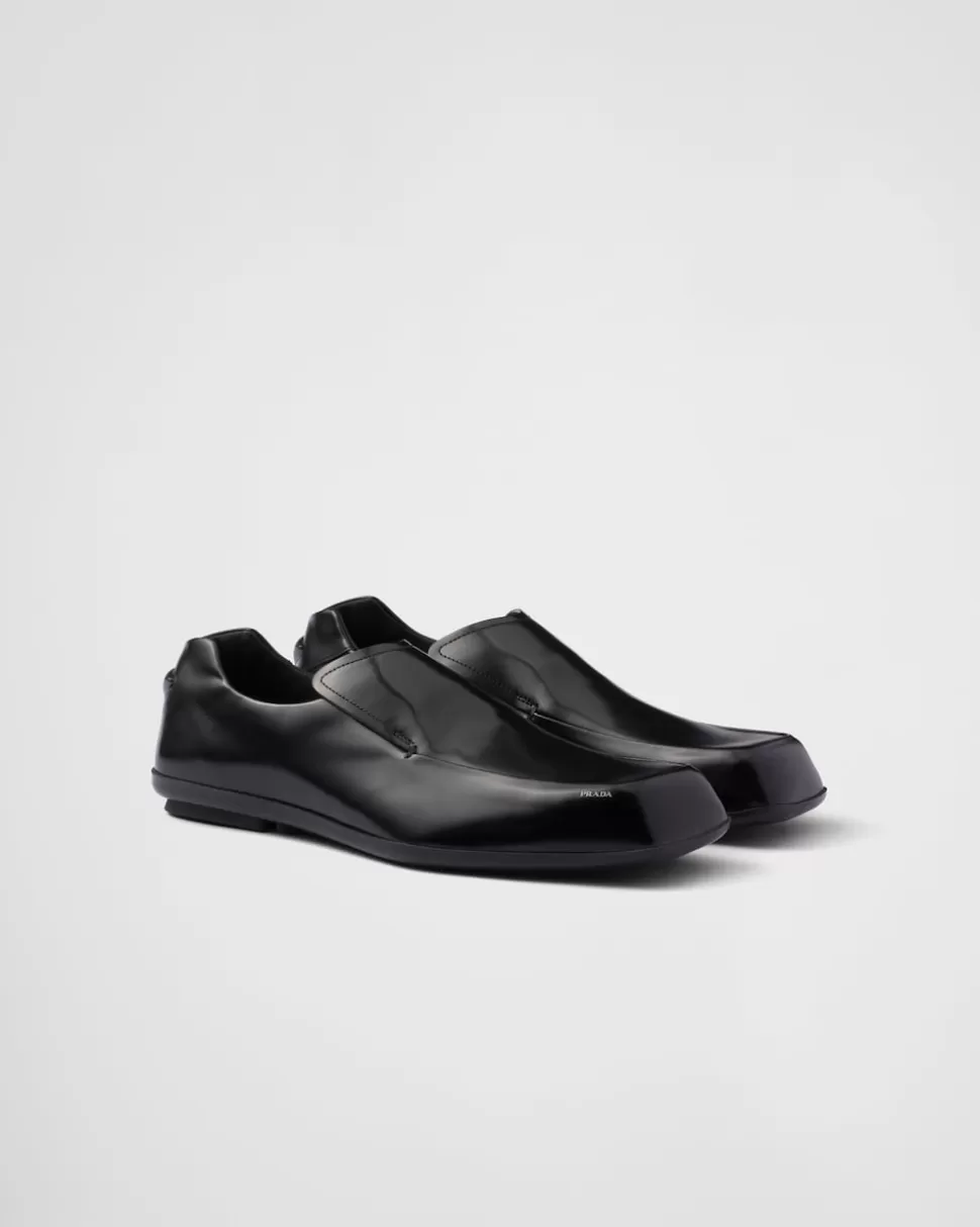 Outlet Prada Razor Loafer Aus Gebürstetem Leder Schwarz