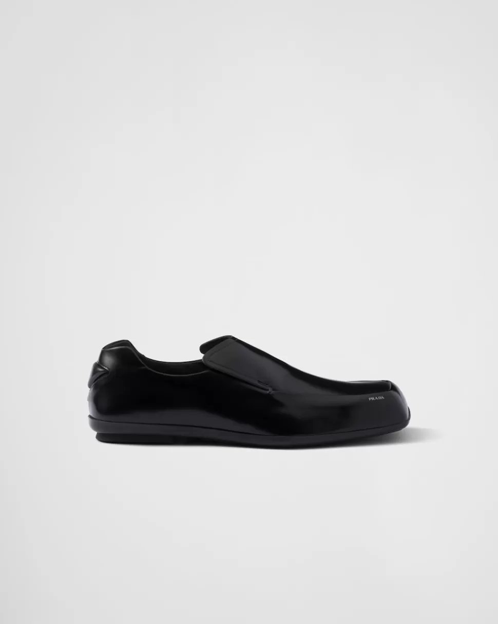 Outlet Prada Razor Loafer Aus Gebürstetem Leder Schwarz