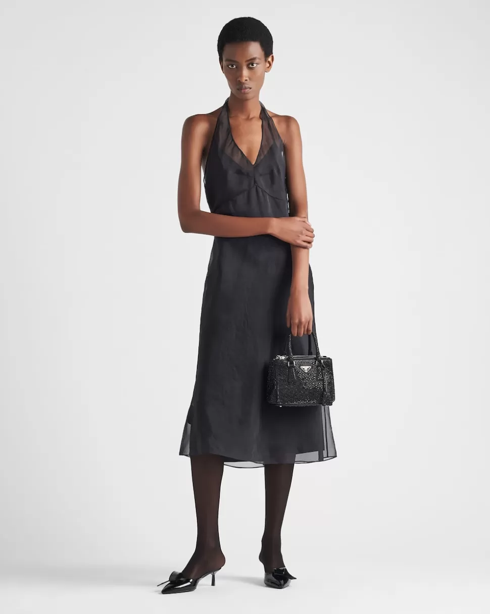 Sale Prada Re-edition 1995 Neckholder-kleid Aus Organza Schwarz
