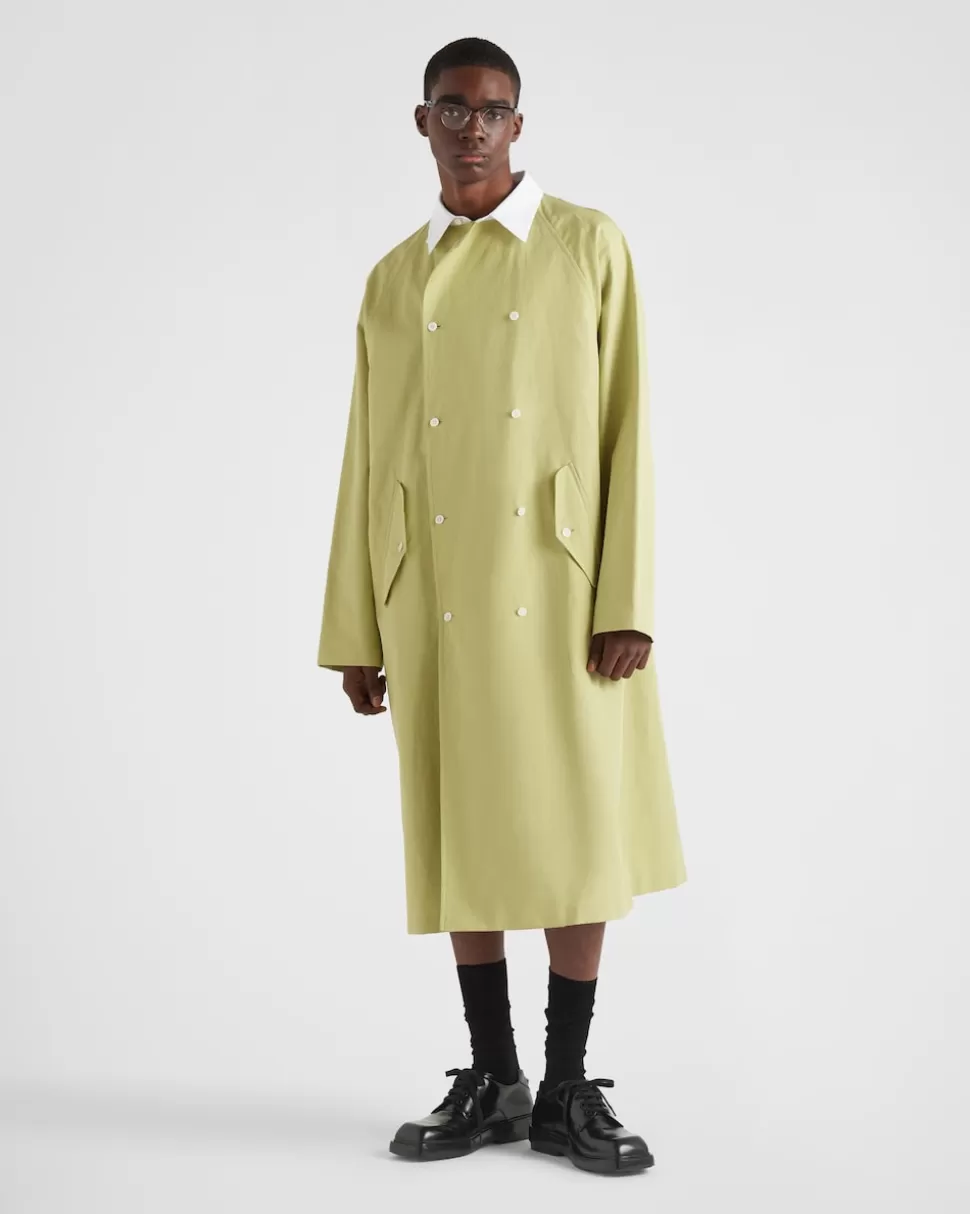 Best Sale Prada Regenmantel Aus Baumwolle Pistazie/Weiss