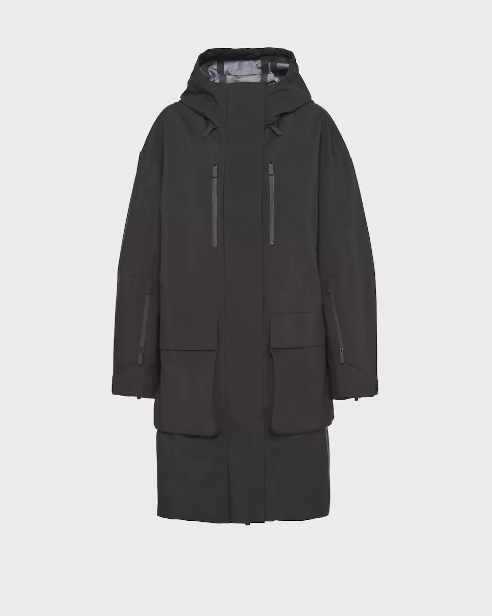Store Prada Regenmantel Mit Kapuze Aus Extreme-tex Schwarz
