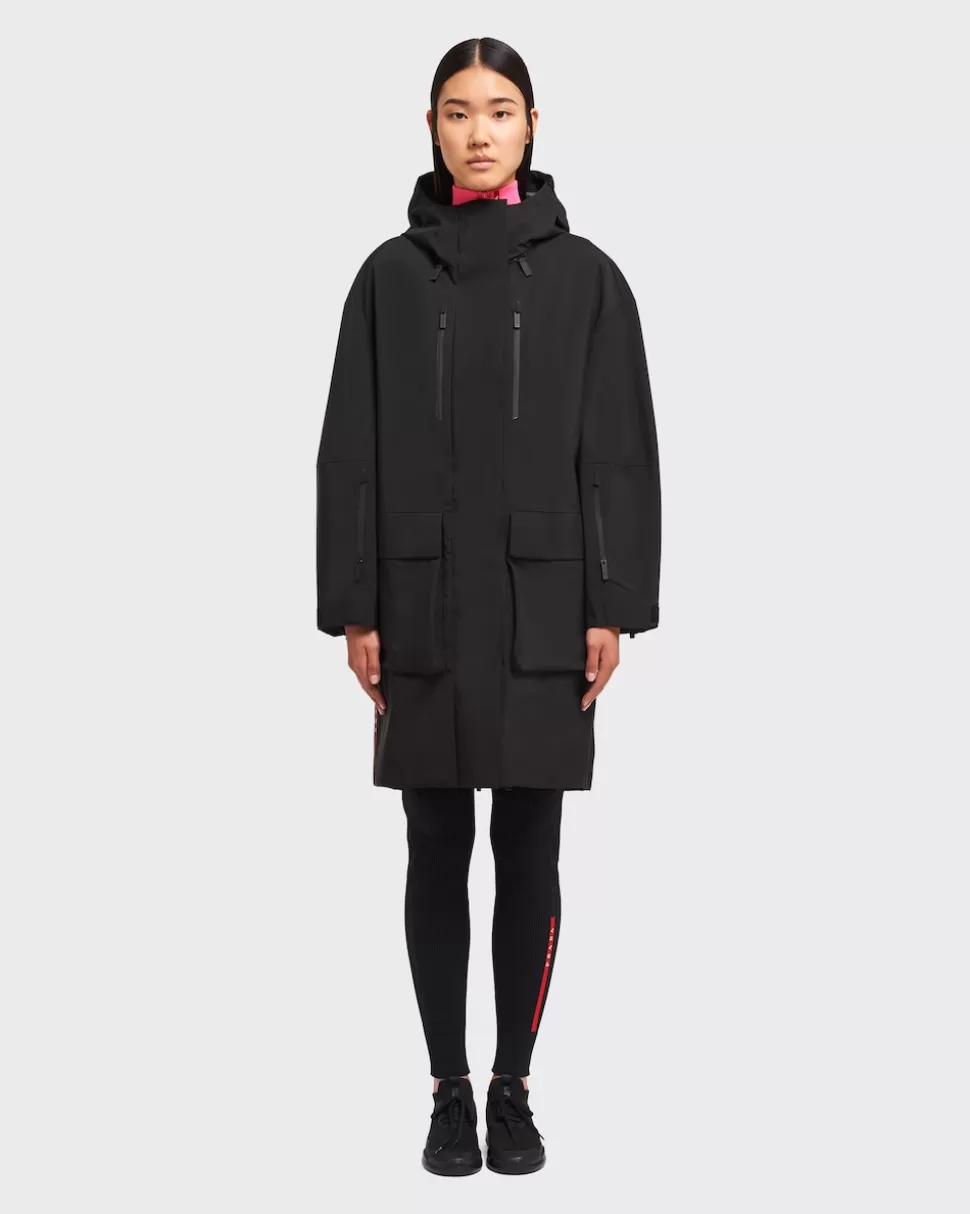Store Prada Regenmantel Mit Kapuze Aus Extreme-tex Schwarz