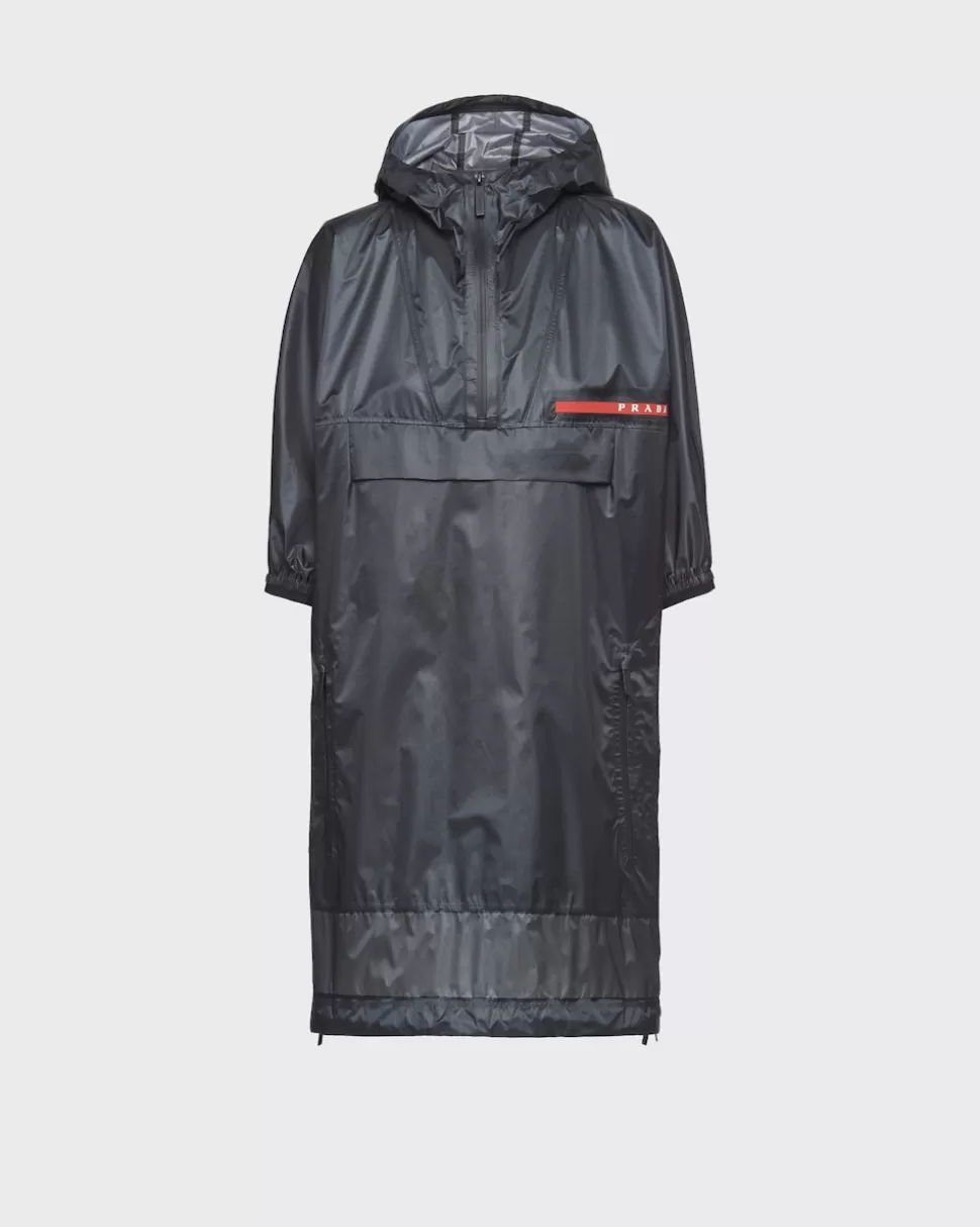 Sale Prada Regenmantel Mit Kapuze Aus Ripstop Schwarz