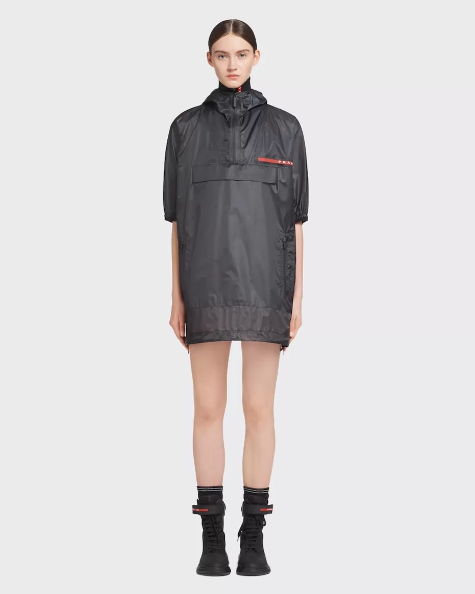 Sale Prada Regenmantel Mit Kapuze Aus Ripstop Schwarz