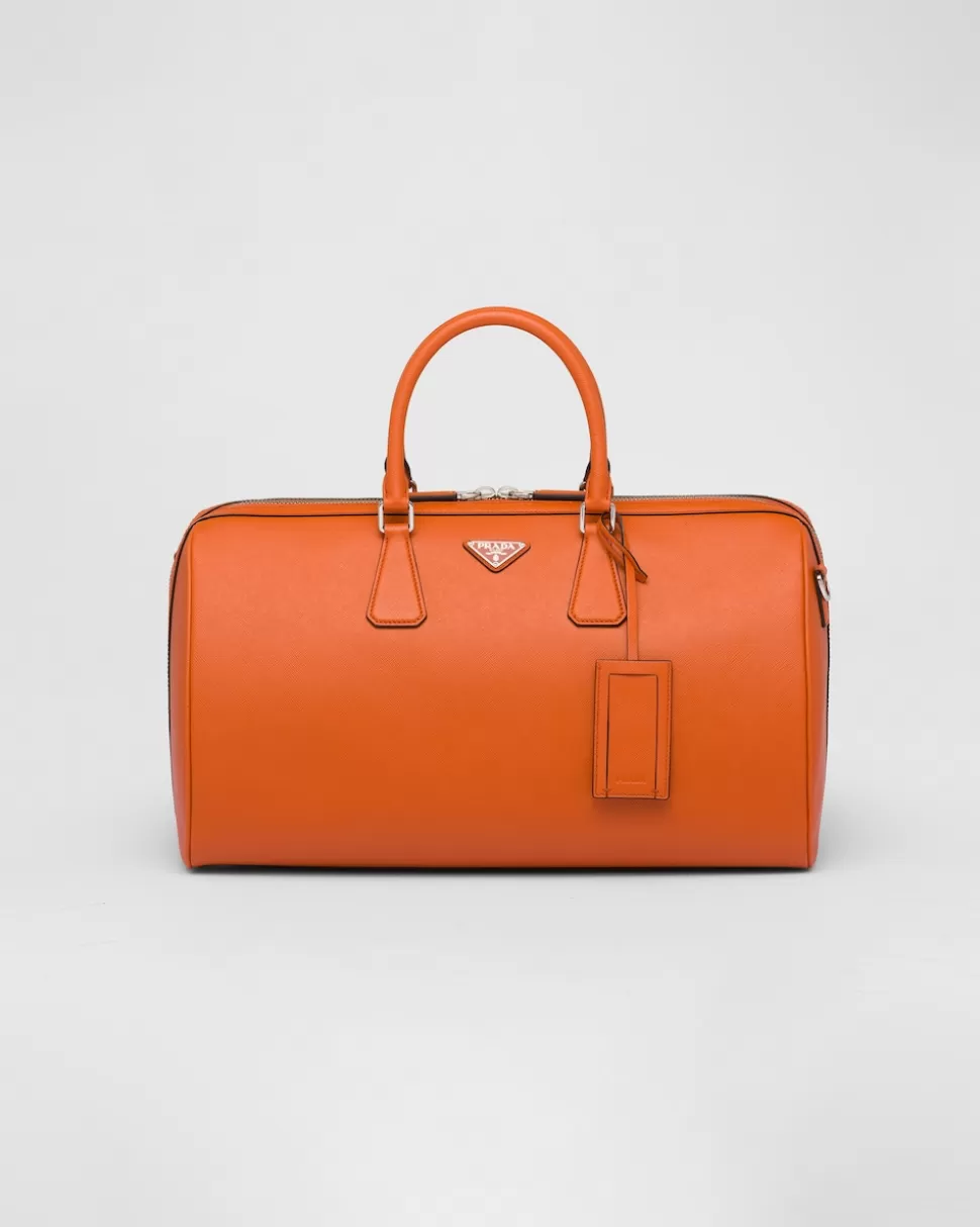 New Prada Reisetasche Aus Saffiano-leder Schwarz