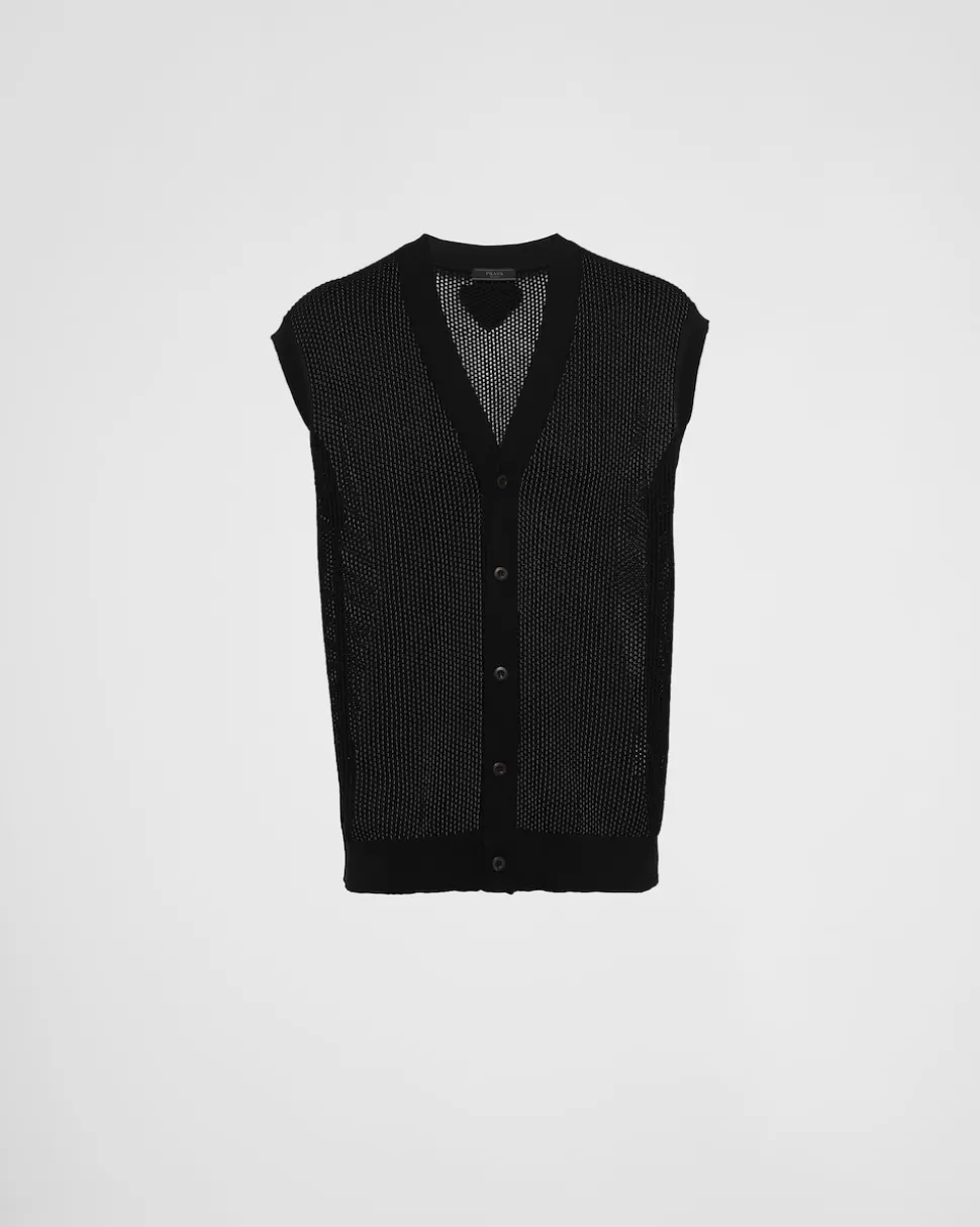Cheap Prada ÄRmellose Strickjacke Aus Seide Und Baumwolle Schwarz
