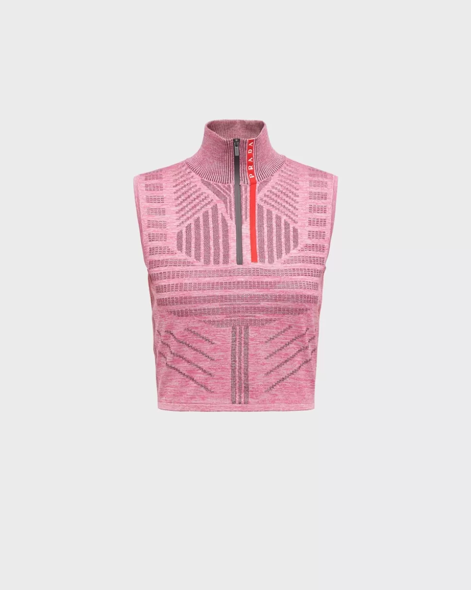 Fashion Prada ÄRmelloses Crop-top Aus Tech Rec Re-nylon-piqué RosaMelange