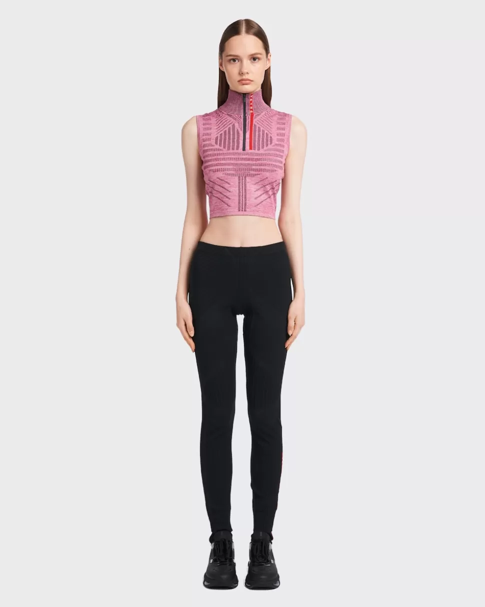 Fashion Prada ÄRmelloses Crop-top Aus Tech Rec Re-nylon-piqué RosaMelange
