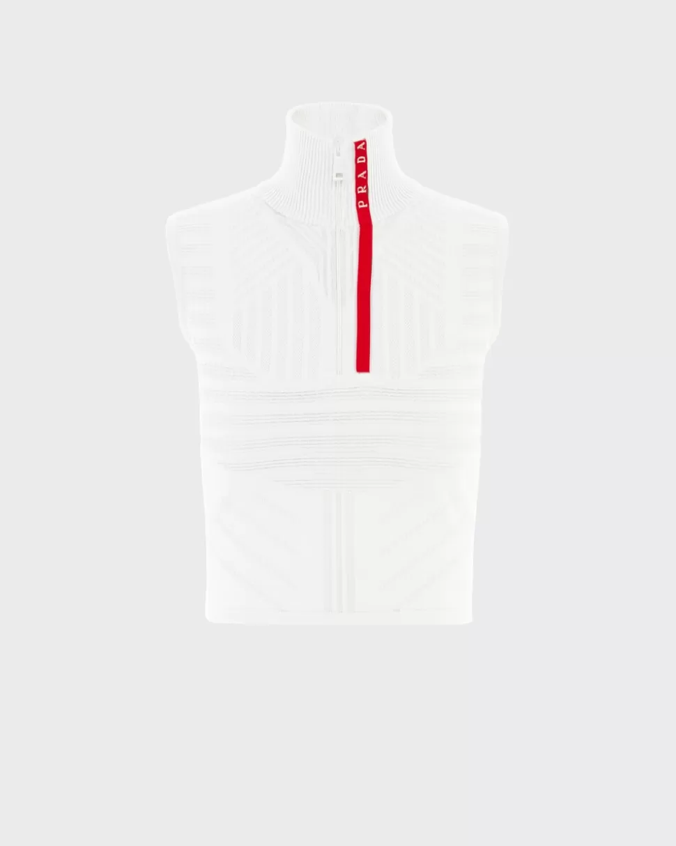 Store Prada ÄRmelloses Top Aus Polyester Weiss/Weiss