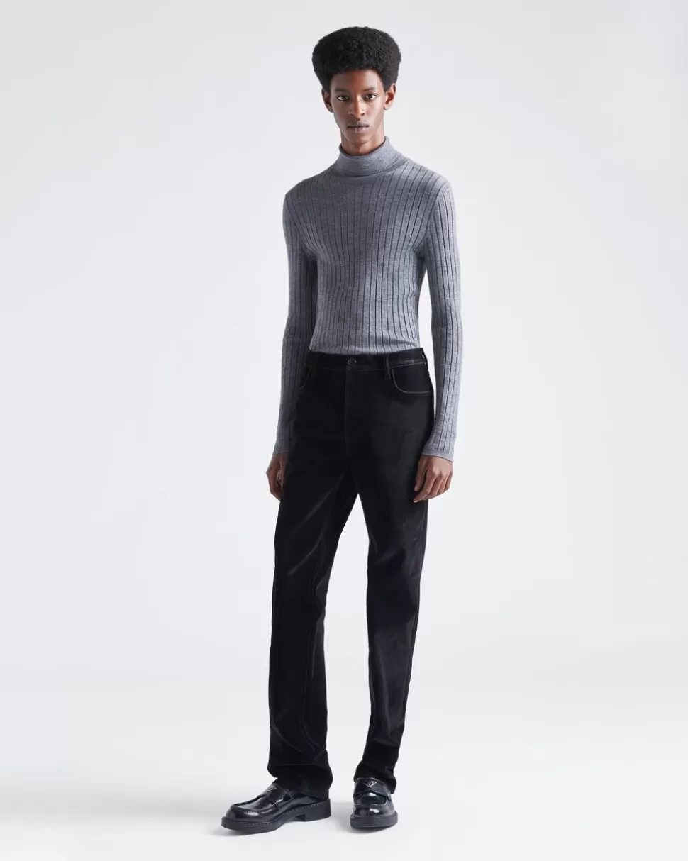 Shop Prada Rollkragenpullover Aus Kaschmir Schiefergrau