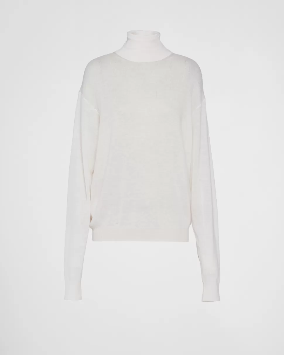 New Prada Rollkragenpullover Aus Kaschmir Blau
