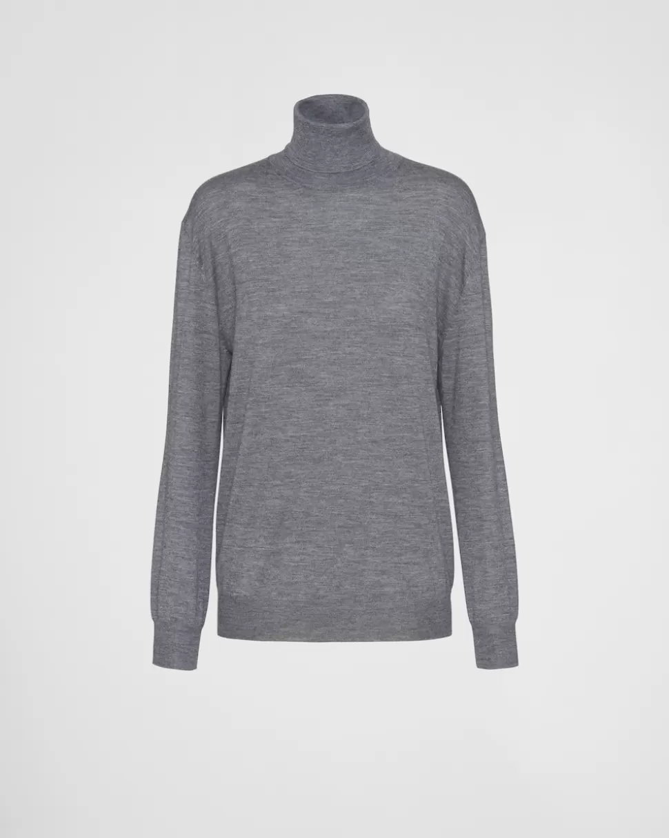 Cheap Prada Rollkragenpullover Aus Kaschmir Und Wolle Schwarz