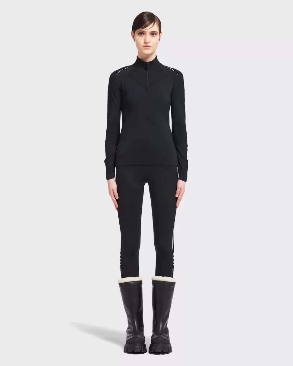 Sale Prada Rollkragenpullover Aus Soft Rec Polyester Schwarz/Weiss