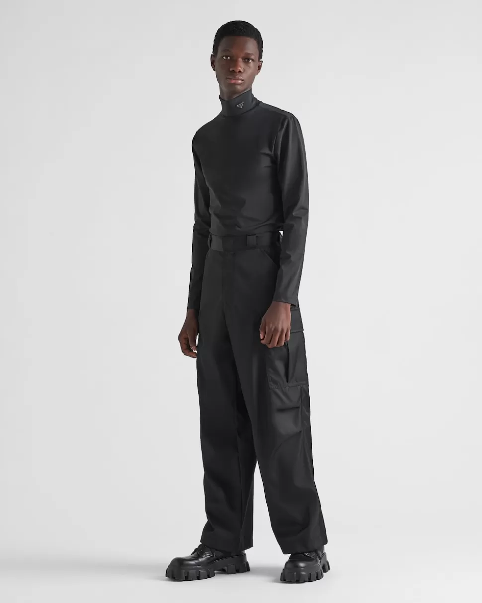 Outlet Prada Rollkragenpullover Aus Stretch-baumwolle Schwarz