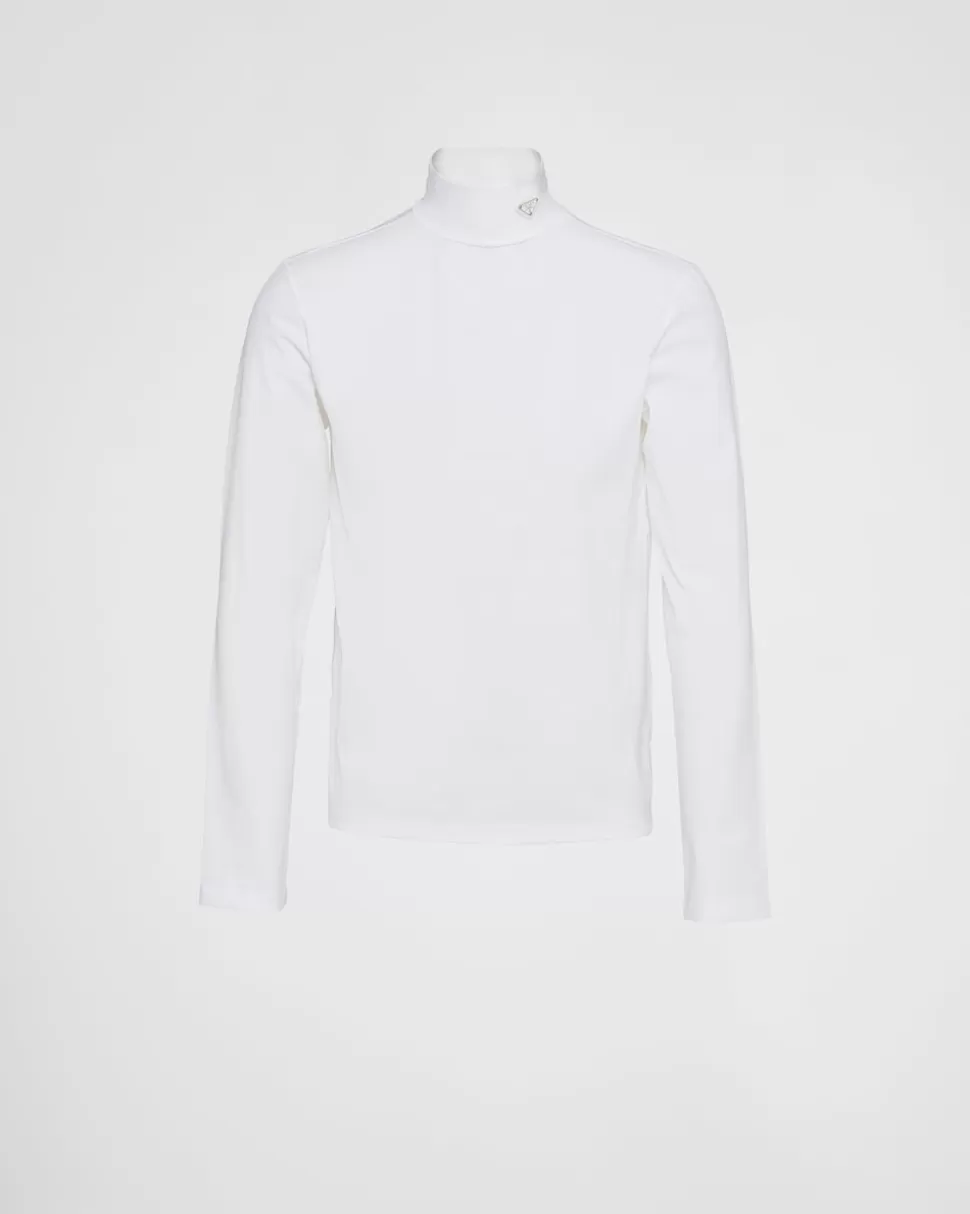 Best Sale Prada Rollkragenpullover Aus Stretch-baumwolle Schwarz
