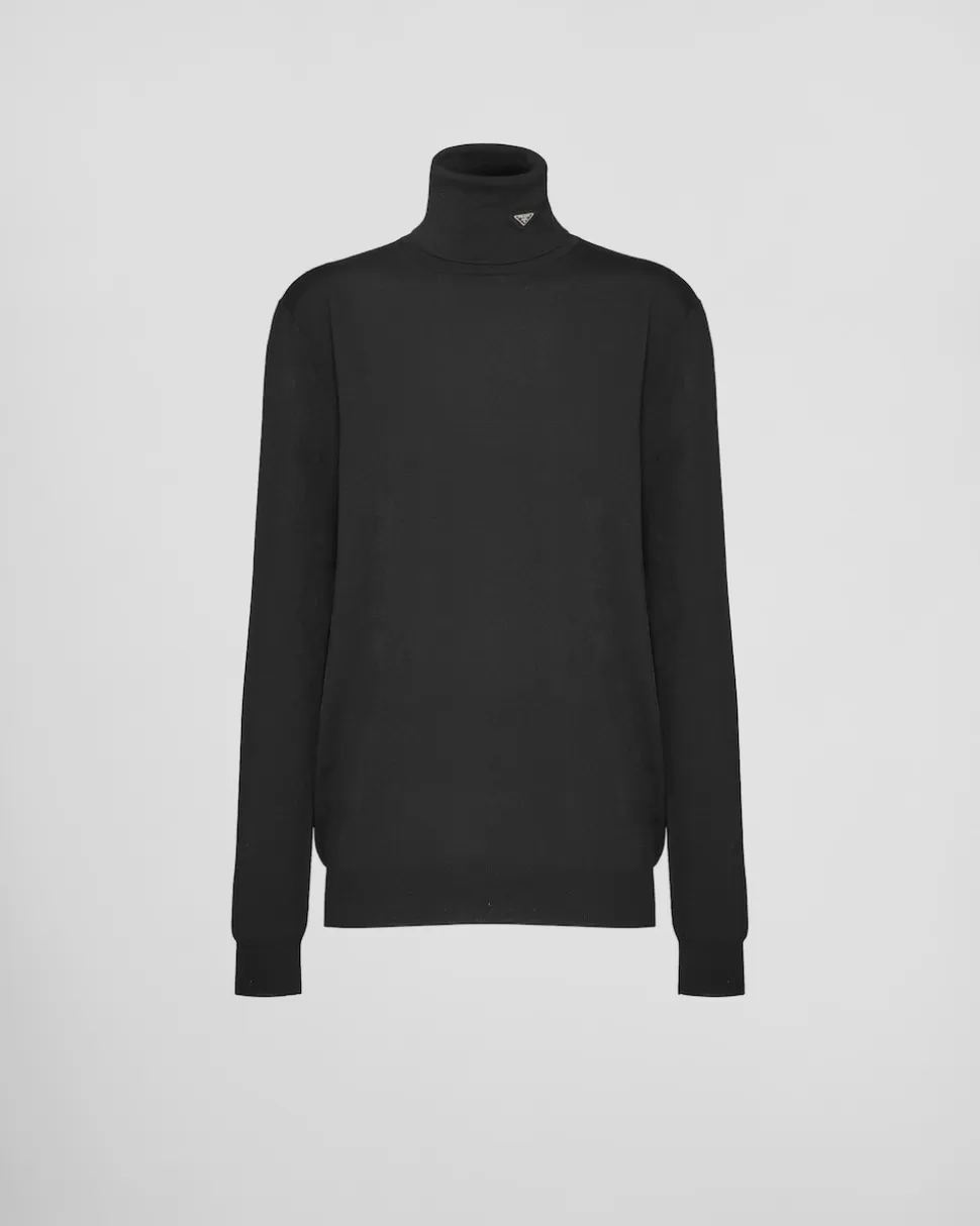 Outlet Prada Rollkragenpullover Aus Superfine-wool Schwarz