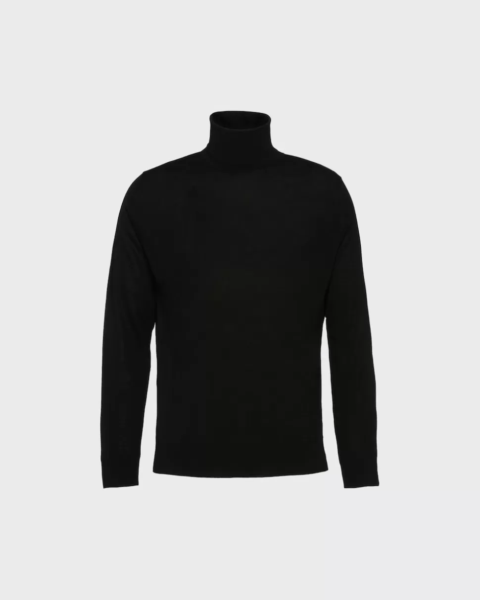Best Sale Prada Rollkragenpullover Aus Wolle Schwarz