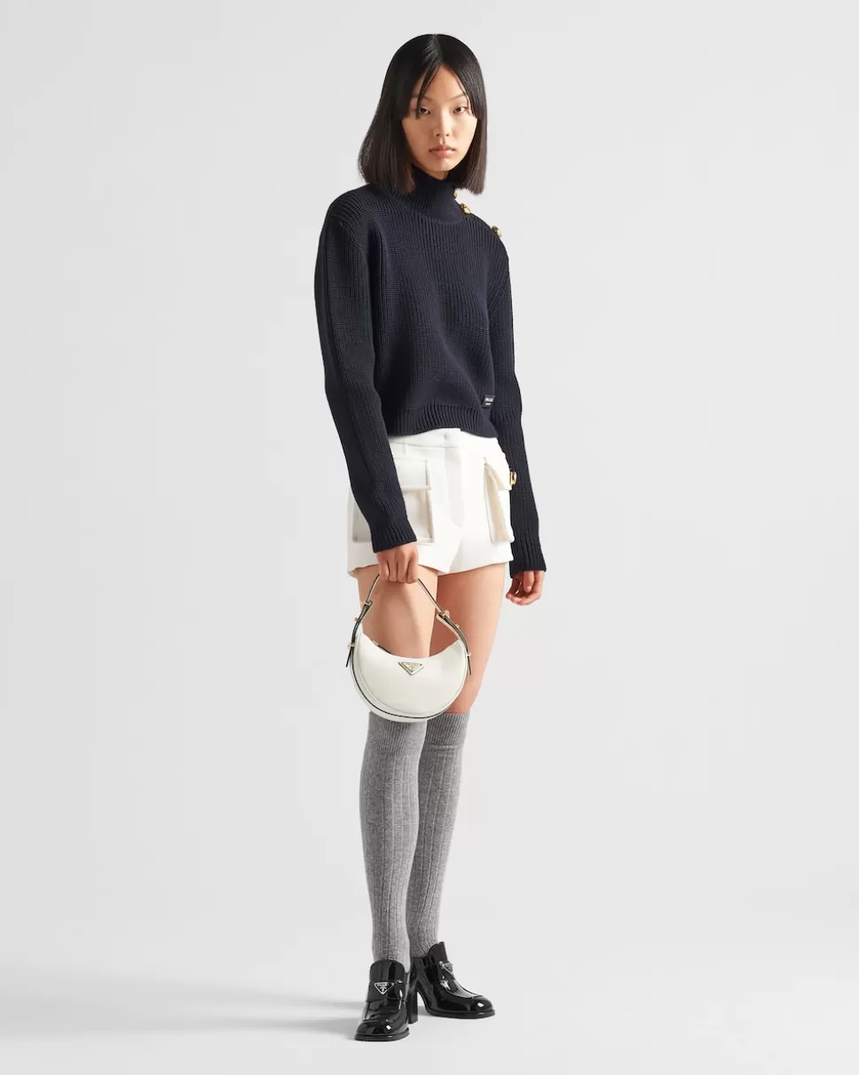 Discount Prada Rollkragenpullover Aus Wolle Blau